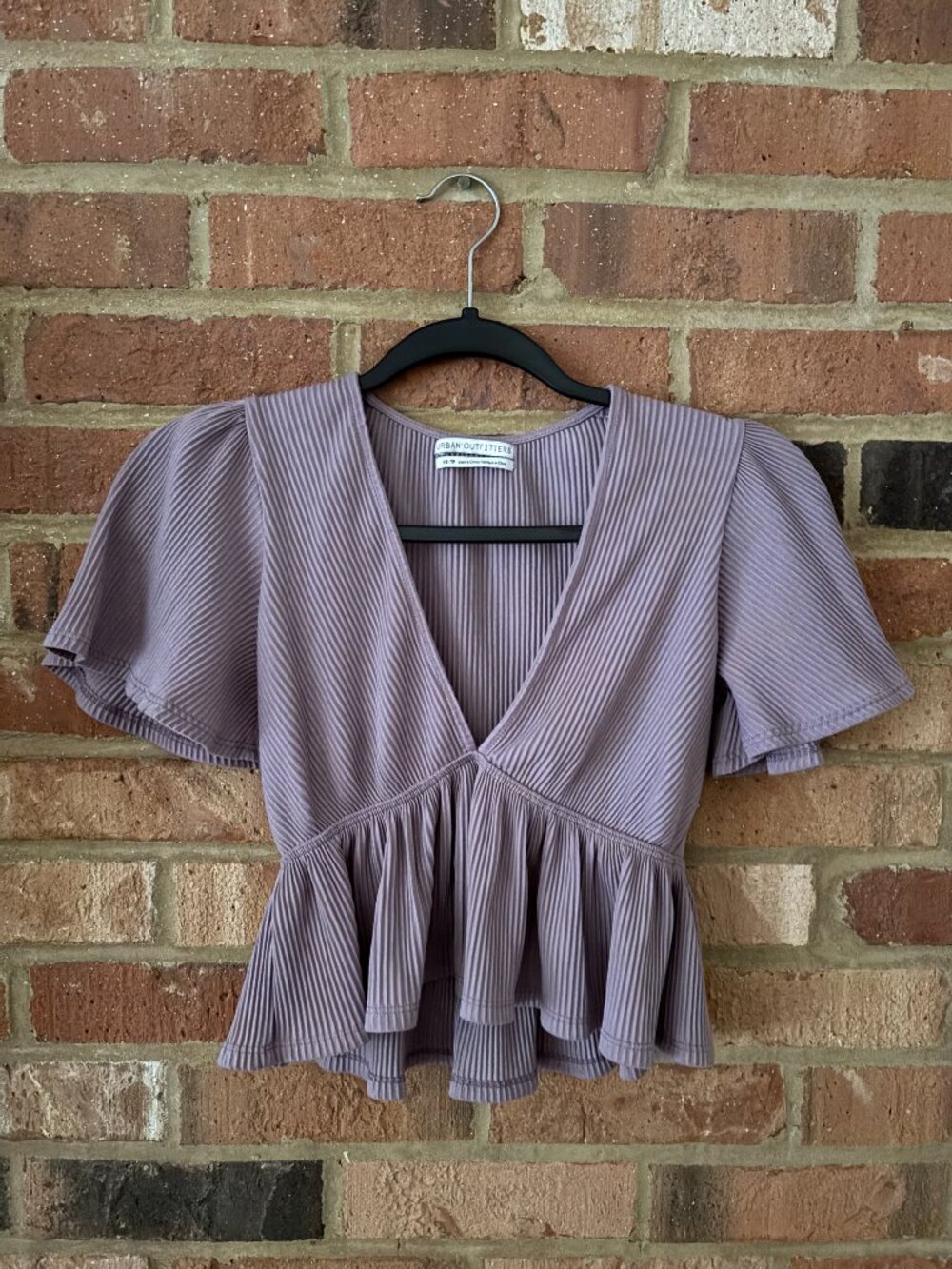 Urban Outfitters Lavender Ribbed Peplum Top - Size XS